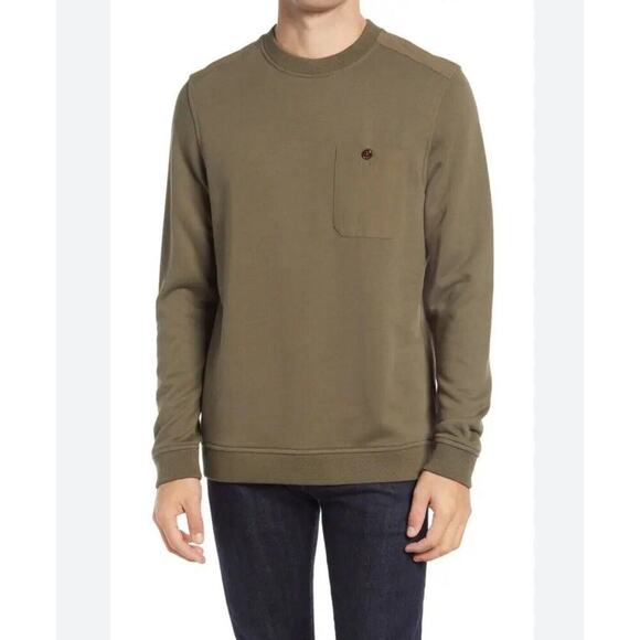 Ted Baker Men's Cotton Blend Mixed Media Pullover Sweater Thick Green 3 US M - Picture 1 of 6